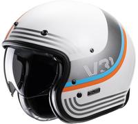HJC V31 Byron Retro Casque Jet, blanc-bleu-orange, taille M pour homme