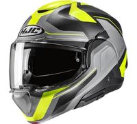 HJC Casque moto modulable F100 BIOS MC3HSF - Noir/Gris/Jaune Taille M (Homme)