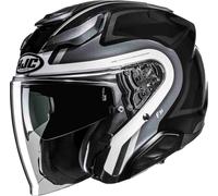 HJC F31 Bask Casque jet, Noir/Blanc/Argent, Taille S (55/56)