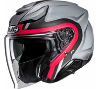 HJC F31 Bask Casque jet, Noir/Gris/Rouge, Taille XL (60/61)