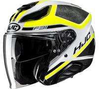 HJC F31 Ceron Casque jet, Blanc/Noir/Jaune, Taille L (58/59)
