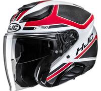 HJC Casque moto Jet F31 CERON MC1SF Noir-Blanc-Rouge Taille XL Homme