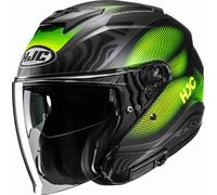 HJC i31 Depe Casque jet, Noir/Gris/Vert, Taille S (55/56)