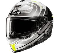 HJC i71 Viz Casque, Blanc/Gris/Jaune, Taille L (58/59)