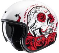 HJC V31 Desto Retro Casque Jet, Blanc/Rouge, Taille S (55/56)