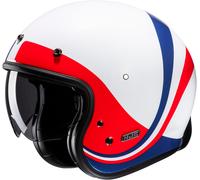 HJC V31 Emgo Retro Casque jet, Blanc/Rouge/Bleu, Taille M (57/58)