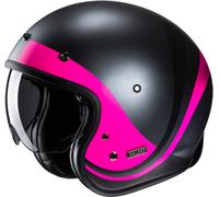 HJC V31 Emgo Retro Casque jet, noir/rose, Taille M (57/58)