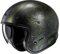 HJC V31 Flame Casque jet, noir-vert, taille S pour homme