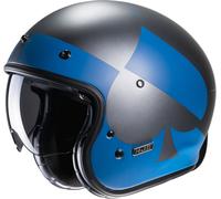 HJC V31 Kuz Retro Casque Jet, noir/bleu, Taille L (58/59)