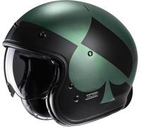 HJC V31 Kuz Retro Casque Jet, noir/vert, Taille M (57/58)