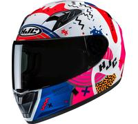 HJC Y10 Mika Casque Enfant, Blanc/Rouge/Bleu, Taille Y/L (52/53)