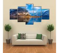 HJDGLP Impression sur Toile - 5 Parties - Image sur Toile - Cadeau de Noël - tableaux,posters et arts décoratifs - tableau decoration murale salon - Cadre -Lac et montagnes Autriche,200x100cm
