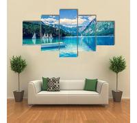 HJDGLP Impression sur Toile - 5 Parties - Image sur Toile - Cadeau de Noël - tableaux,posters et arts décoratifs - tableau decoration murale salon - Cadre -Le lac de Bled est luminescent,200x100cm