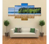 HJDGLP Impression sur Toile - 5 Parties - Image sur Toile - Cadeau de Noël - tableaux,posters et arts décoratifs - tableau decoration murale salon - Cadre -Rive Du Lac De Pluszne,150x80cm