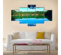 HJDGLP Impression sur Toile 5 Parties Tableau Tableaux Decoration Murale Photo Image Artistique Photographie Graphique,Lac d’eau émeraude en forêt,HD Imprimé Maison Décor Cadre,tableau xxl 100x55cm