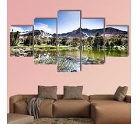 HJDGLP Impression sur toile - Décoration murale pour salon et chambre tableaux decoratifs muraux,Lac de haute montagne,accroche tableau sans percer,accroche tableau，125x60cm