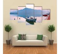 HJDGLP Tableau Multi Panneau 5 parties Tableau sur Toile,tableau mural decoration salon moderne xxl,cadre,accroche cadre sans percer,Lac d’Annecy au lever du soleil,Créatif Cadeau,200x100cm