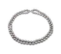 HJDIPCKYVG Collier de perles d'eau douce pour femme avec double perle grise, Inside 50cm, Agate