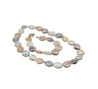 HJDIPCKYVG Ensemble de perles baroques arc-en-ciel - Collier et bracelet en argent - En forme de pièce de monnaie - Couleur blanche et violette - Bijoux de mariage, Necklace 50cm, Agate