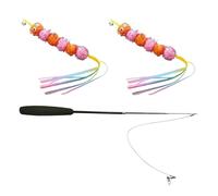 HJDJBD Flapping Bird Cat Toy Dancer Lot de 2 bâtons de pêche interactifs pour chat (mât de 76 cm et 2 jouets chenilles) pour chaton ou teaser