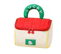 HJDMO Trousse de maquillage en polyester matelassé en forme de maison pour femme avec double fermeture éclair et poignée, rouge vif, Classique
