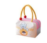 HJDMO Trousse de maquillage en polyester matelassé en forme de maison pour femme avec double fermeture éclair et poignée, Pain beige, Classique