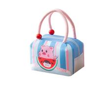 HJDMO Trousse de maquillage en polyester matelassé en forme de maison pour femme avec double fermeture éclair et poignée, Pastèque bleue, Classique