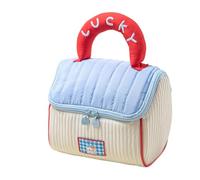 HJDMO Trousse de maquillage en polyester matelassé en forme de maison pour femme avec double fermeture éclair et poignée, bleu ciel, Classique