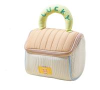 HJDMO Trousse de maquillage en polyester matelassé en forme de maison pour femme avec double fermeture éclair et poignée, marron clair, Classique