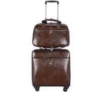 HJDQMDHA Silencieux Ensemble de Bagages 2 pièces boîtier de Chariot en Cuir PU Valise d'embarquement avec Sac de Chariot à Roue Universel Silencieux Serrure par Mot de Passe Lisse