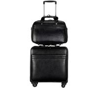 HJDQMDHA Silencieux Ensemble de Bagages 2 pièces boîtier de Chariot en Cuir PU Valise d'embarquement avec Sac de Chariot à Roue Universel Silencieux Serrure par Mot de Passe Lisse