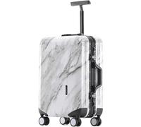 HJDQMDHA Silencieux Valise à Motif de marbre avec Cadre en Aluminium, boîtier de Chariot de Voyage Portable, Coque Rigide en PC résistante aux Chutes, Bagage à Main, Serrure TSA Lisse