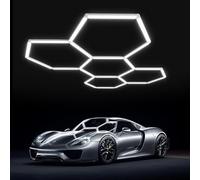 HJDSUDU Éclairage de Garage Hexagonal, plafonnier en nid d'abeille, 5 systèmes de Grille 6500K Blanc Froid, plafonnier Hexagonal pour Atelier de Garage de détail de Voiture