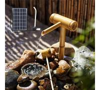 HJDSUDU Kit de fontaines solaires en Bambou, fontaines extérieures autoportantes avec Pompe Solaire, Fontaine à Eau aux Accents de Bambou, Fontaine Feng Shui Zen, pour Bricolage intérieur,40cm