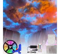 HJDSUDU Lampe Nuage de Tonnerre, lumière LED Nuage de Coton 3D, lumières de Plafond en Nuage Moelleux, kit d'éclairage de Nuage 3D,pour Salle de Jeux, Club, Bar, fête,16ft