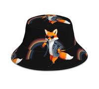 HJFCZH A Fox Who Loves Sports Chapeau bob réfléchissant unisexe léger respirant pliable Noir