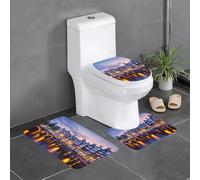 HJFCZH Amsterdam Ensemble de 3 tapis de bain antidérapant à séchage rapide Motif vue nocturne
