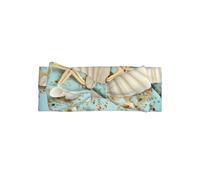 HJFCZH Bandeau pour bébé avec nœud bleu océan, mer, plage, coquillages, étoiles de mer, imprimés bleus, accessoire pour cheveux de nouveau-né doux et extensible pour séances photo et cadeaux de fête