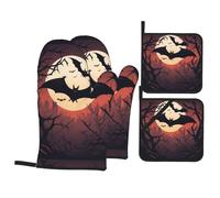 HJFCZH Bats in The Thorns Picture Lot de 4 maniques isolantes épaisses et anti-brûlure pour micro-ondes, four, barbecue extérieur