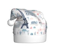 HJFCZH Beau chapeau de Noël imprimé tour Paris pour adulte, doux, léger, fête de vacances