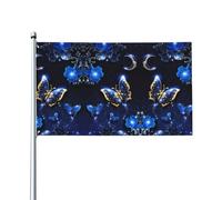 HJFCZH Blue Butterfly Prints Drapeaux décoratifs d'extérieur en polyester durable pour cour, terrasse, porche et affichage patriotique 0,9 x 1,5 m