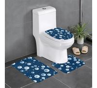 HJFCZH Blue Moon Lot de 3 tapis de salle de bain antidérapants (61 x 40,6 cm) pour toilettes, meuble-lavabo et toilettes, facile à nettoyer