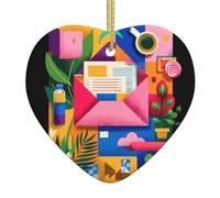 HJFCZH Boîte aux lettres colorée imprimée Noël en céramique pendentif amour décoration intérieure festival cadeau