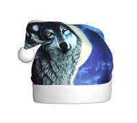 HJFCZH Bonnet de Noël imprimé loup sous la lune pour adulte, ce qui en fait un cadeau amusant et durable pour homme et femme
