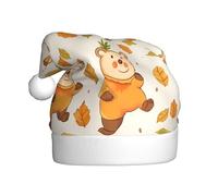 HJFCZH Bonnet de Noël imprimé petit ours joyeux pour adulte, adapté pour Halloween, Noël et Nouvel An