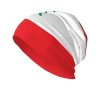 HJFCZH Bonnet tricoté tendance pour adulte Motif drapeau du Liban Doux Chaud et élastique Convient pour un usage quotidien Sortie et sport Noir
