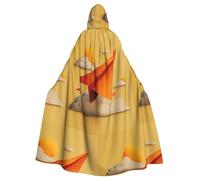 HJFCZH Cape à capuche en papier doré pour adulte - Motif avion - Longue cape de fête pour homme et femme