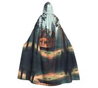HJFCZH Cape à capuche imprimée « A Cabin In The Pine Forest » pour adulte pour diverses fêtes et carnaval