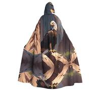 HJFCZH Cape à capuche imprimée aigle sur un rocher sec pour Halloween pour adulte, super grande cape à capuche