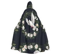 HJFCZH Cape à capuche imprimée colombe blanche dans la guirlande pour adultes pour diverses fêtes et carnaval